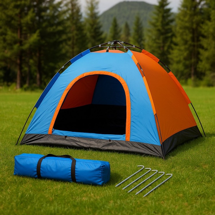 4 Kişilik Tam Otomatik Kamp Çadırı | Su Geçirmez, Dayanıklı, Metalize Kaplı, 200×200×145 cm