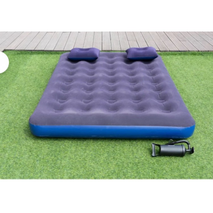 Çift Kişilik Şişme Yatak Seti | 2 Yastık + Pompa, 152×203×22 cm, Kadife Yüzey Çift Kişilik Şişme Yatak Seti | 2 Yastık + Pompa, 152×203×22 cm, Kadife Yüzey