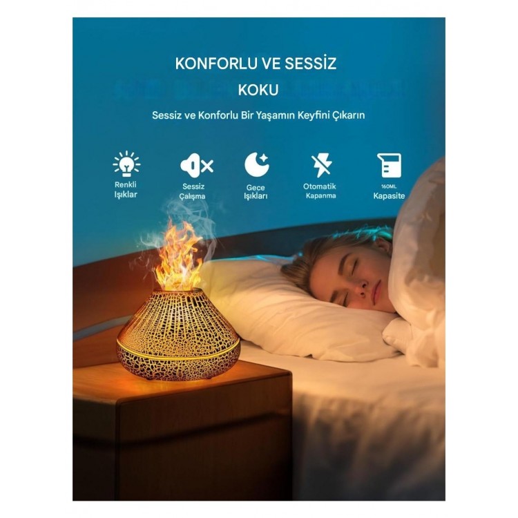 AteşTech 3D Volkanik Alev Hava Nemlendirici 160ML Buhar Makinesi Led Işıklı Gece Lambası AteşTech 3D Volkanik Alev Hava Nemlendirici 160ML Buhar Makinesi Led Işıklı Gece Lambası