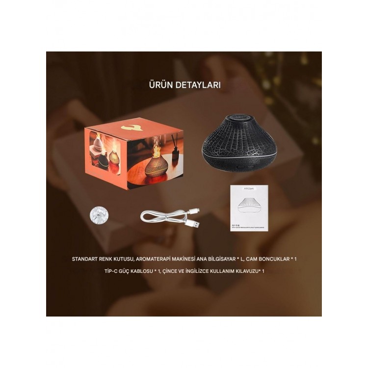 AteşTech 3D Volkanik Alev Hava Nemlendirici 160ML Buhar Makinesi Led Işıklı Gece Lambası AteşTech 3D Volkanik Alev Hava Nemlendirici 160ML Buhar Makinesi Led Işıklı Gece Lambası