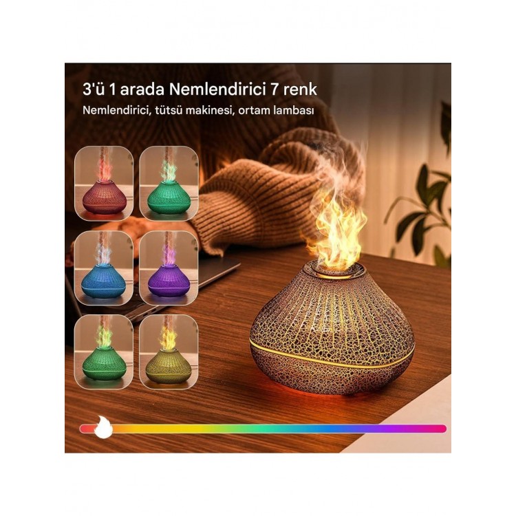 AteşTech 3D Volkanik Alev Hava Nemlendirici 160ML Buhar Makinesi Led Işıklı Gece Lambası AteşTech 3D Volkanik Alev Hava Nemlendirici 160ML Buhar Makinesi Led Işıklı Gece Lambası