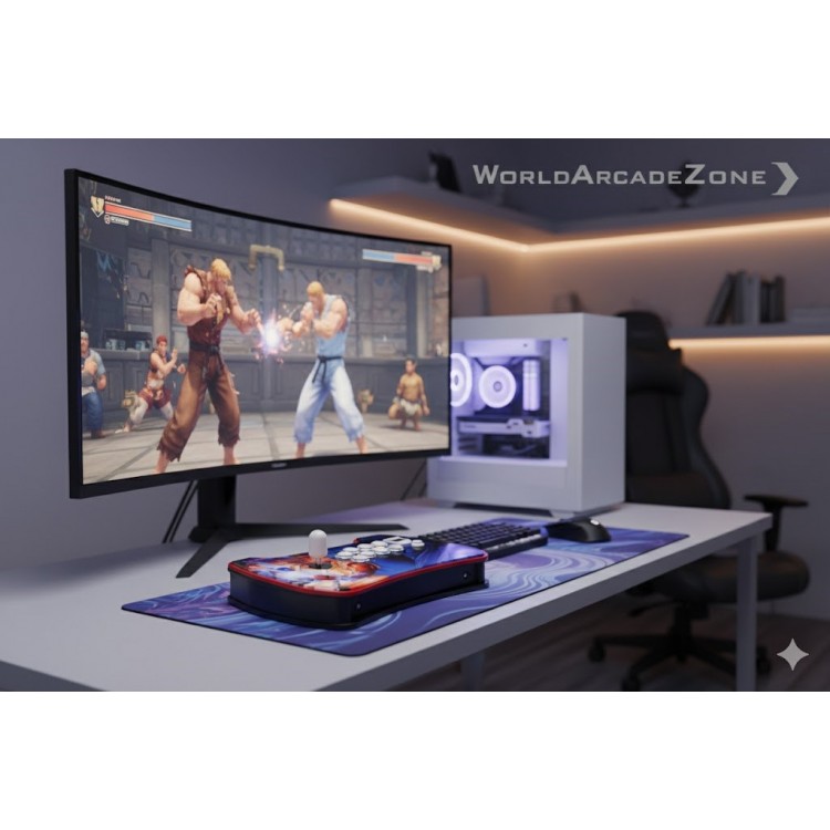 Profesyonel Arcade Stick - A Kalite Sanwa Kol + A Kalite Sanwa Tuş - Plexi Kasa ( 45x20x7cm )