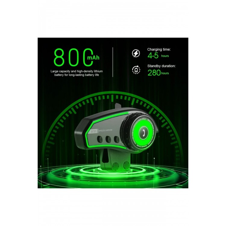 Bt35 Rgb Renkli Işıklı Ve Yüksek Sesli Bluetooth Motosiklet Kask  Kulaklık İnterkom 