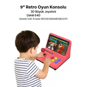 9 İnç Retro Oyun Konsolu Atari Makinesi – 64G Dahili Hafıza, 2500+ Oyun