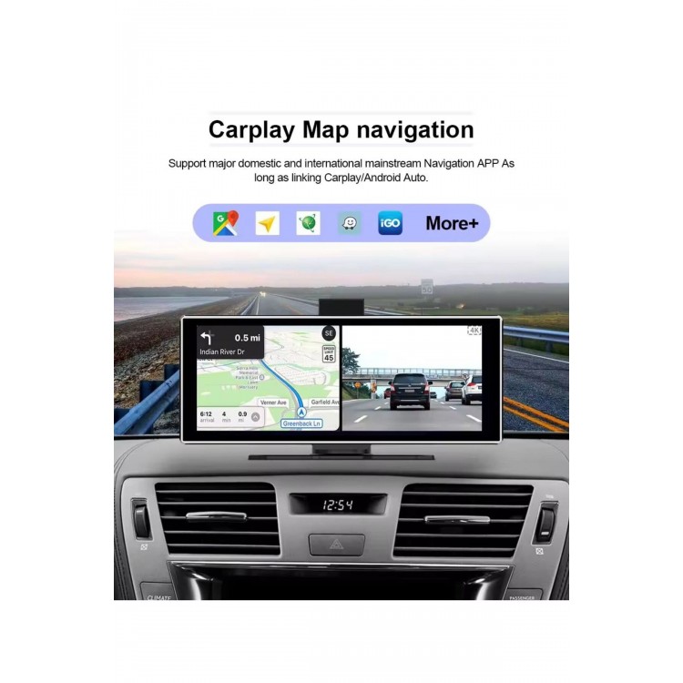 10.2" İnç CarPlay & Android Auto Araç Ekranı | 4K Çift Kameralı | 128GB Kart Destekli