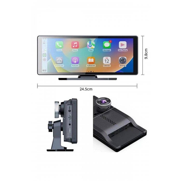 10.2" İnç CarPlay & Android Auto Araç Ekranı | 4K Çift Kameralı | 128GB Kart Destekli
