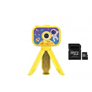 1080P HD Çocuk Vlog Kamerası – Tripodlu, Eğitici Oyunlu Mini Fotoğraf Makinesi + 32GB Hafıza Kartı