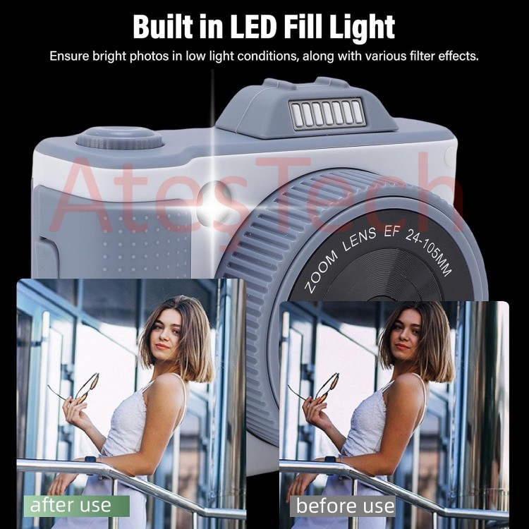Çocuklar İçin  Dijital Fotoğraf Makinesi – 48MP | 1080P HD | Flip Ekranlı | 8x Zoom | Selfie Kamera