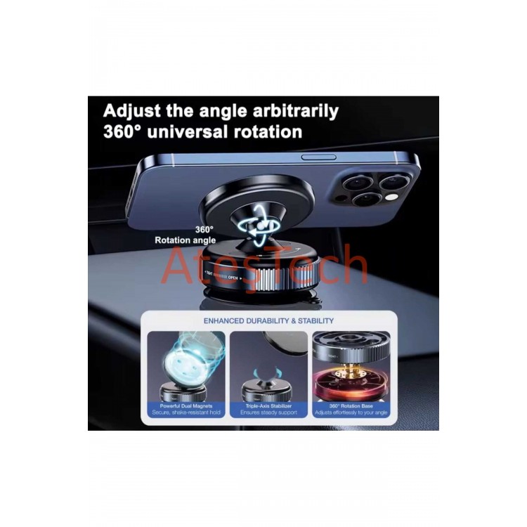 360° Dönen Manyetik Araç İçi Telefon Tutucu  Dikiz Aynası, Cam, Torpido Üstü ve Makyaj Aynası Uyumlu