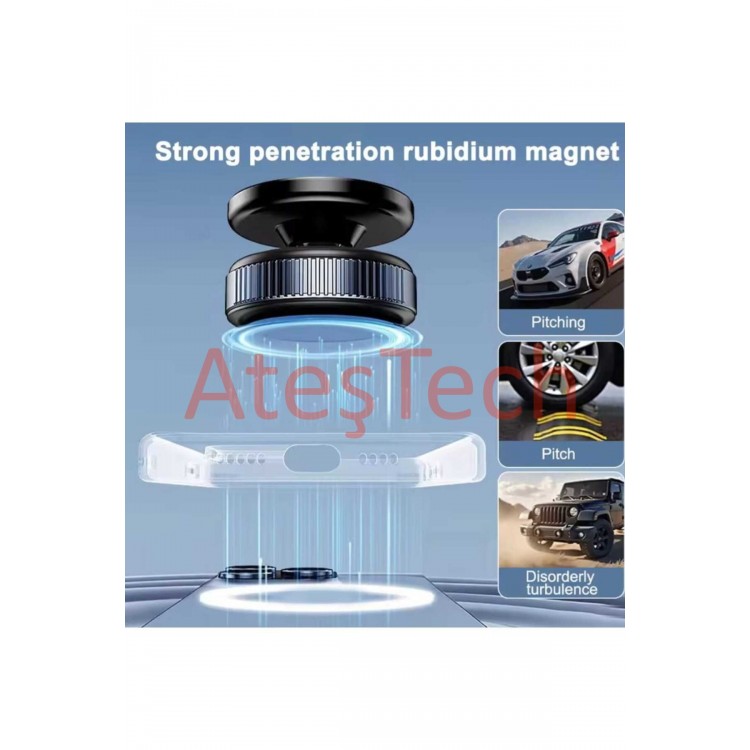 360° Dönen Manyetik Araç İçi Telefon Tutucu  Dikiz Aynası, Cam, Torpido Üstü ve Makyaj Aynası Uyumlu