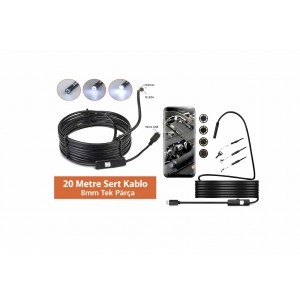 Endoskop Yılan Kamera – Android Uyumlu | 20 Metre Sert Kablo | Su Geçirmez IP67