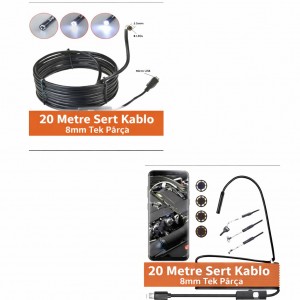 Endoskop Yılan Kamera – Android Uyumlu | 20 Metre Sert Kablo | Su Geçirmez IP67