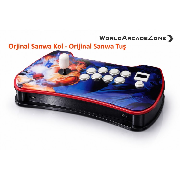 Profesyonel Arcade Stick - Orijinal Sanwa Kol + Orijinal Sanwa Tuş - Plexi Kasa ( 45x20x7CM )