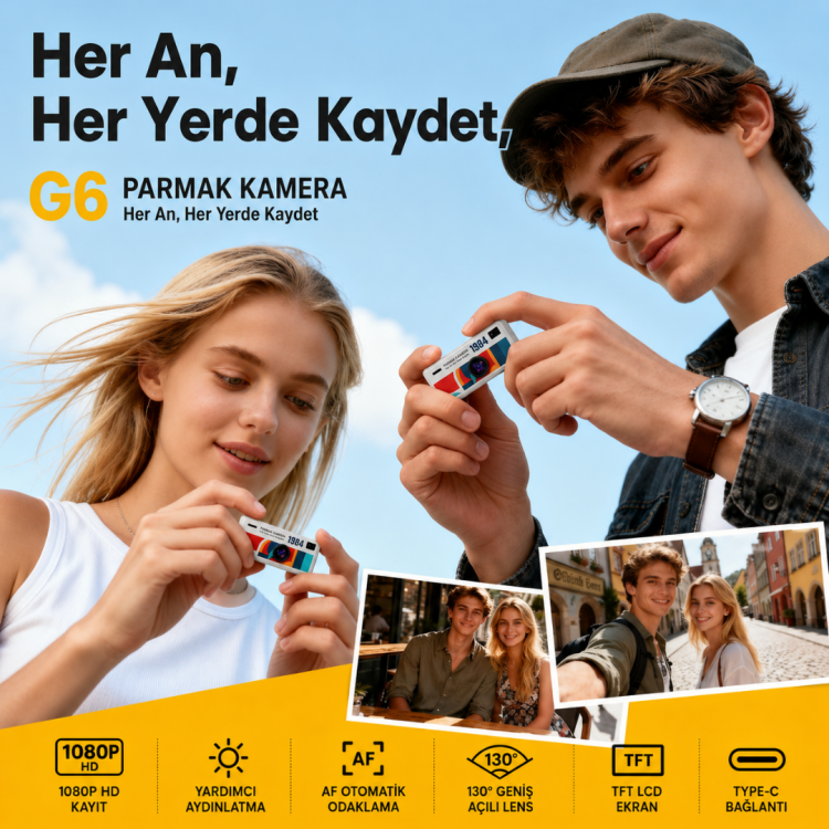 Mini Dijital Fotoğraf Makinesi 12 MP 1080P HD Video Retro Filtreli Type-C Şarjlı Anahtarlık Kamera